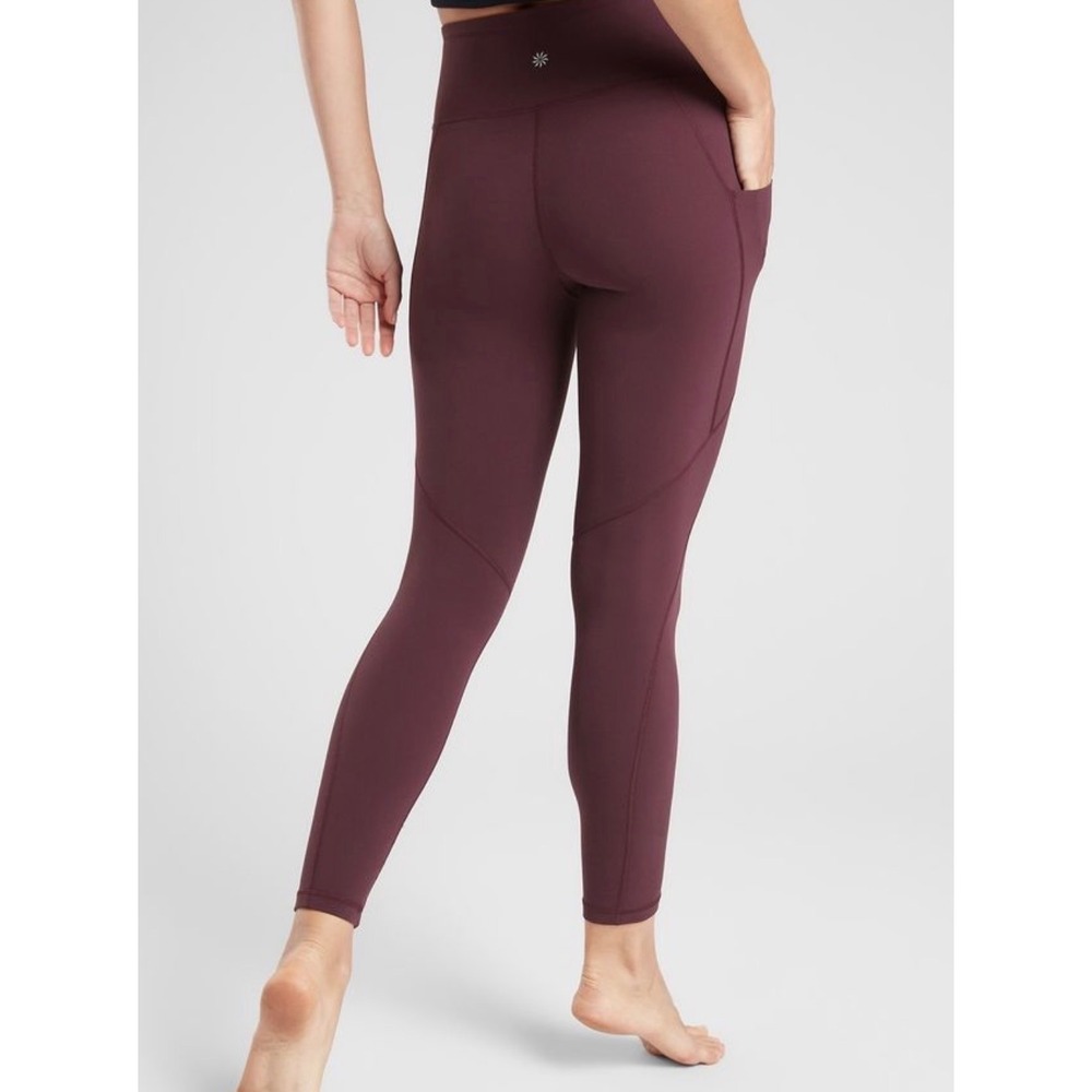 Athleta Salutation Stash Pocket II Leggings Spiced Cabernet Burgundy  XS